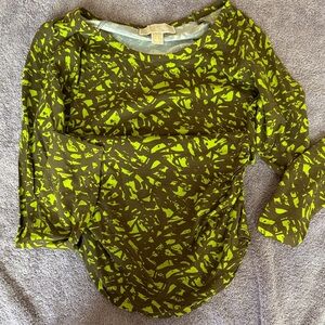 MICHAEL Michael Kors Olive and Lime Long Sleeve Top